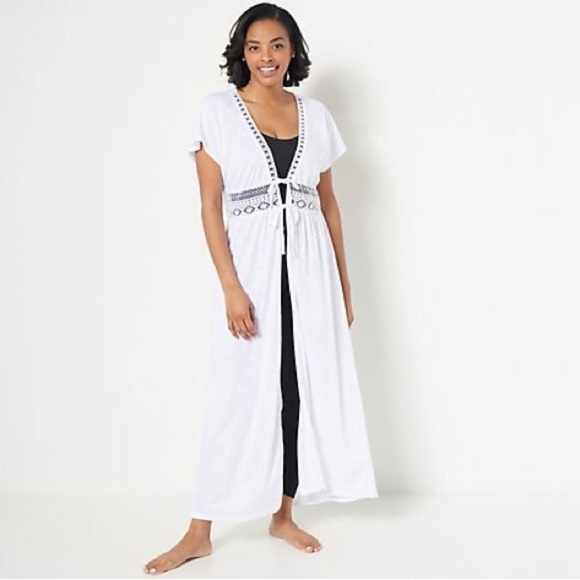 Belle Beach by Kim Gravel Regular Slub Knit Tie Front Cover Up QVC 1X Beach Wear - Picture 1 of 10